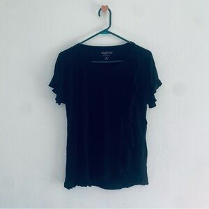A:Glow Maternity black ruffle tee
